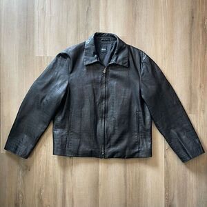 Hugo Boss Alligator Pattern Kalbsledenr Calfskin Leather Men’s 40R Jacket